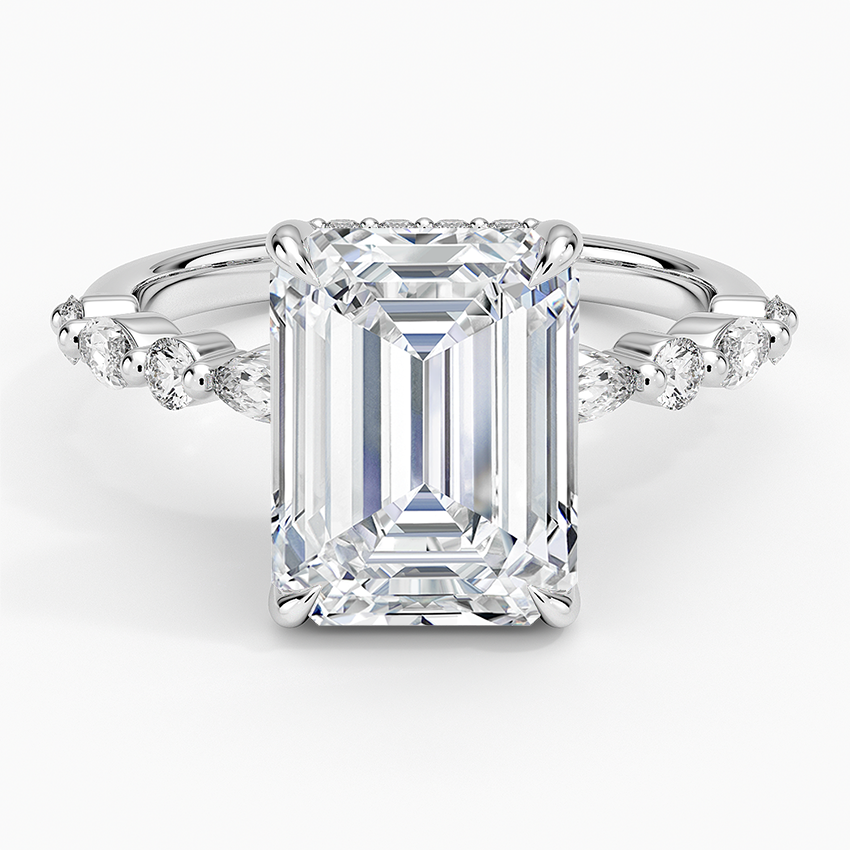 4.50 Karat Emerald Kesim Hidden Halo Tasarım Tektaş Laboratuvar Pırlanta Yüzük - Verona