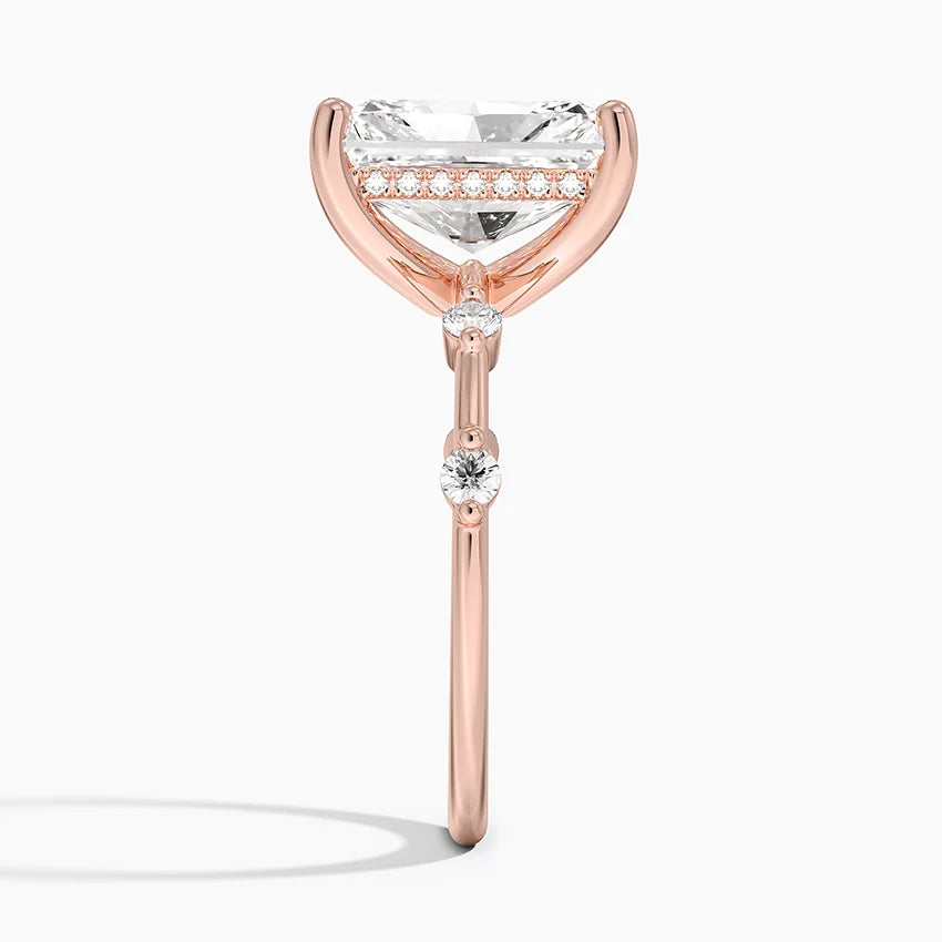 4.20 Karat Radiant Kesim Hidden Halo Tasarım Tektaş Laboratuvar Pırlanta Yüzük - Nice