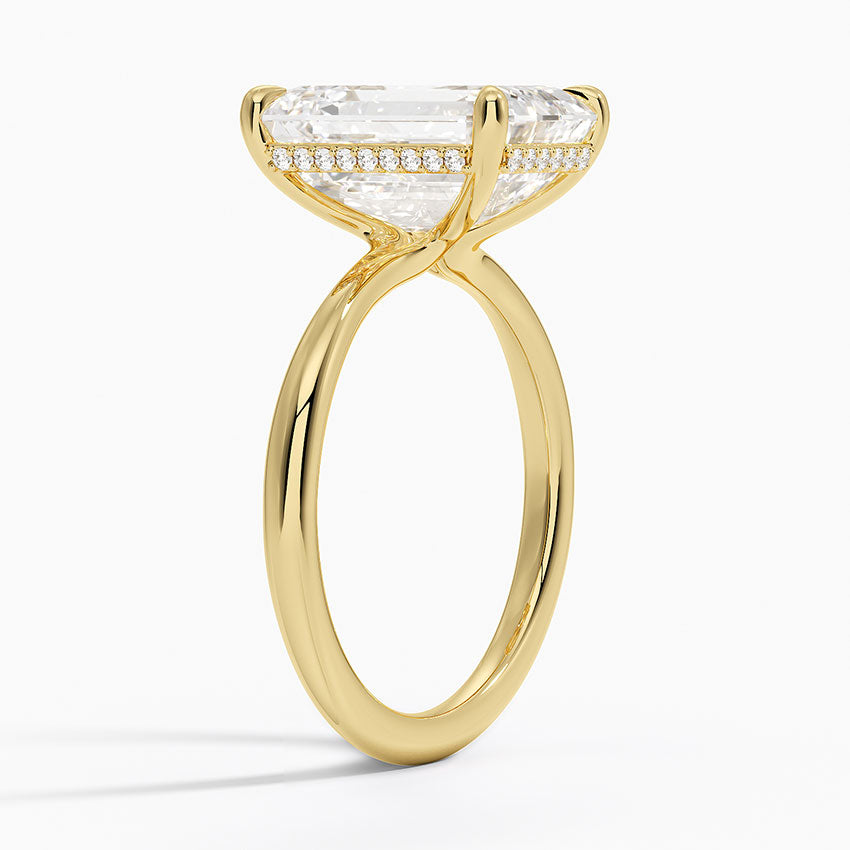 5.10 Karat Emerald Kesim Hidden Halo Tasarım Tektaş Laboratuvar Pırlanta Yüzük 18K - Alvora