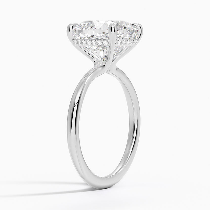 5.10 Karat Cushion Kesim Hidden Halo Tasarım Tektaş Laboratuvar Pırlanta Yüzük 18K - Alvora - Bold Diamonds
