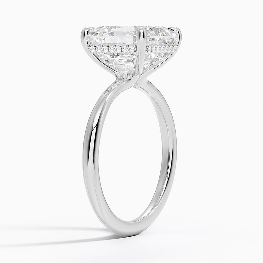 5.10 Karat Asscher Kesim Hidden Halo Tasarım Tektaş Laboratuvar Pırlanta Yüzük 18K - Alvora - Bold Diamonds