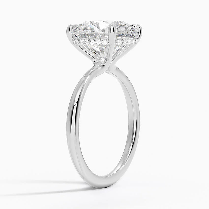 5.10 Karat Hidden Halo Tasarım Tektaş Laboratuvar Pırlanta Yüzük 18K - Alvora - Bold Diamonds