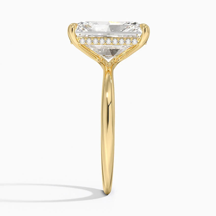 5.10 Karat Radiant Kesim Hidden Halo Tasarım Tektaş Laboratuvar Pırlanta Yüzük 18K - Alvora - Bold Diamonds