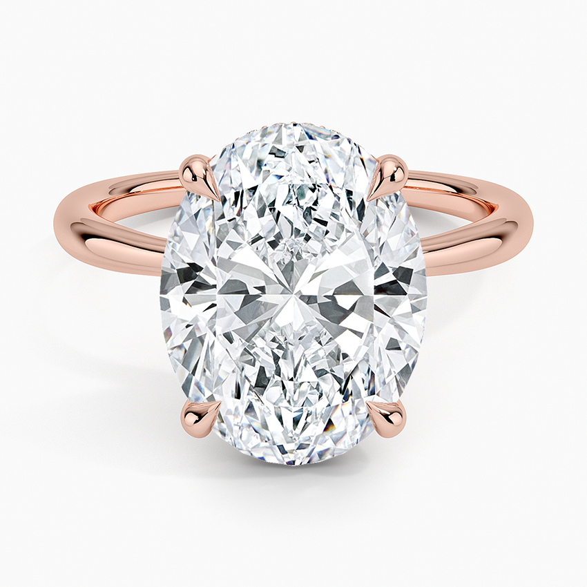 5.10 Karat Oval Kesim Hidden Halo Tasarım Tektaş Laboratuvar Pırlanta Yüzük 18K - Alvora - Bold Diamonds