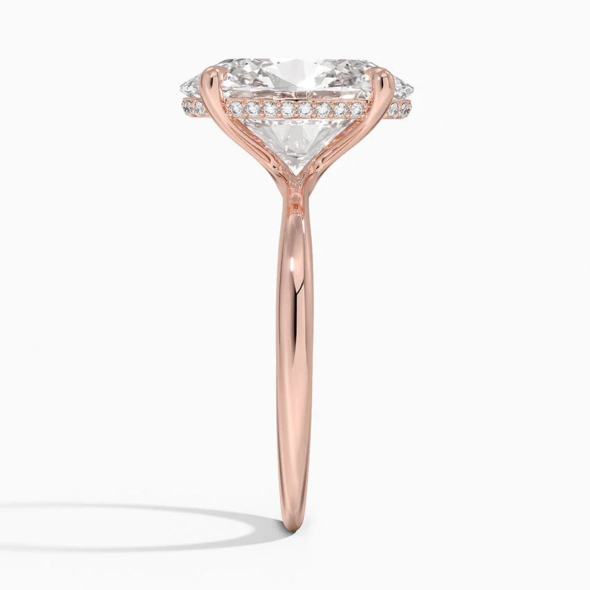 5.10 Karat Oval Kesim Hidden Halo Tasarım Tektaş Laboratuvar Pırlanta Yüzük 18K - Alvora - Bold Diamonds