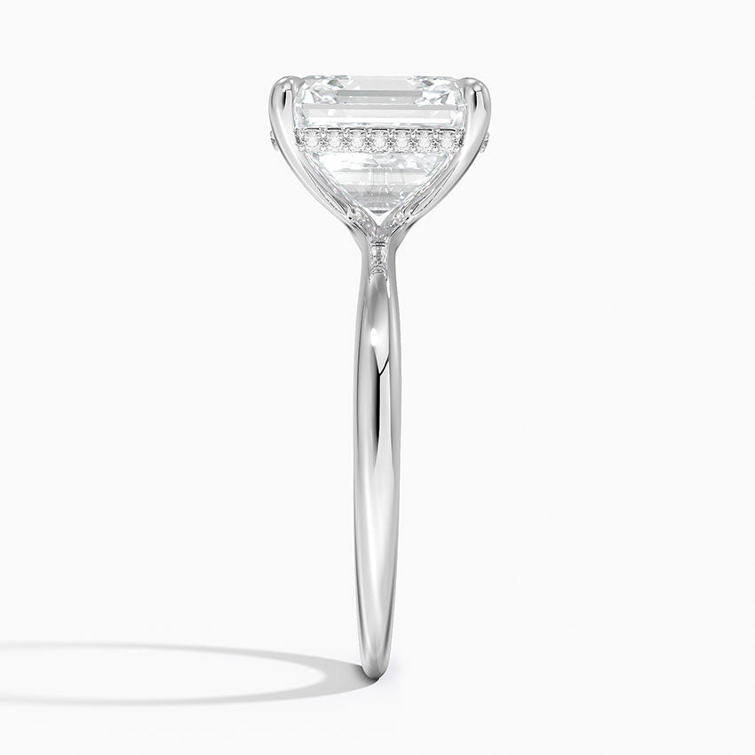 5.10 Karat Asscher Kesim Hidden Halo Tasarım Tektaş Laboratuvar Pırlanta Yüzük 18K - Alvora - Bold Diamonds
