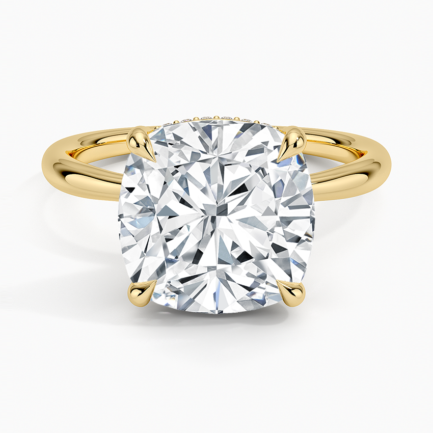 5.10 Karat Cushion Kesim Hidden Halo Tasarım Tektaş Laboratuvar Pırlanta Yüzük 18K - Alvora - Bold Diamonds