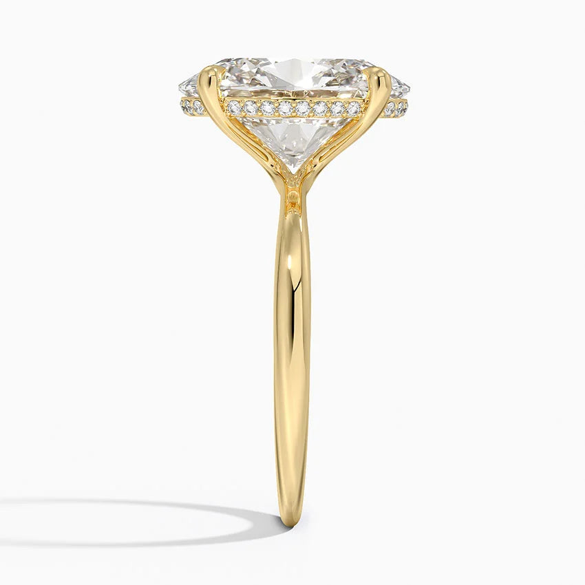 5.10 Karat Oval Kesim Hidden Halo Tasarım Tektaş Laboratuvar Pırlanta Yüzük 18K - Alvora - Bold Diamonds