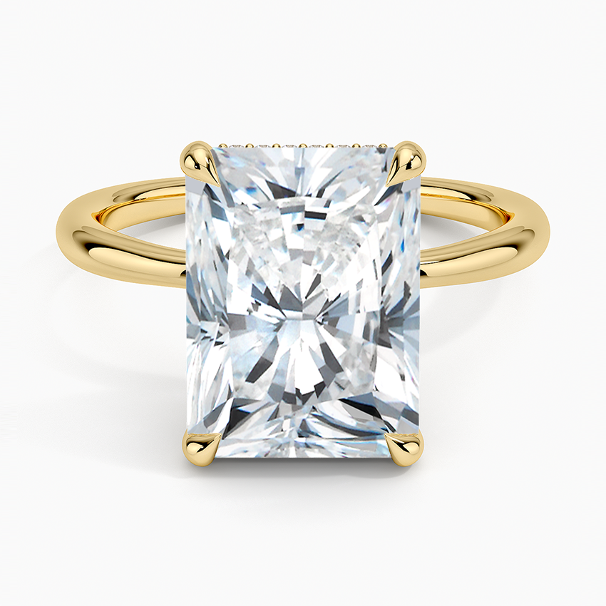 5.10 Karat Radiant Kesim Hidden Halo Tasarım Tektaş Laboratuvar Pırlanta Yüzük 18K - Alvora - Bold Diamonds