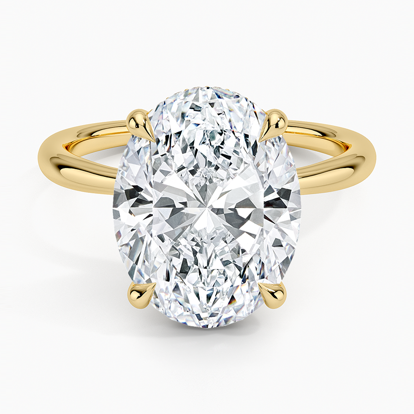 5.10 Karat Oval Kesim Hidden Halo Tasarım Tektaş Laboratuvar Pırlanta Yüzük 18K - Alvora - Bold Diamonds