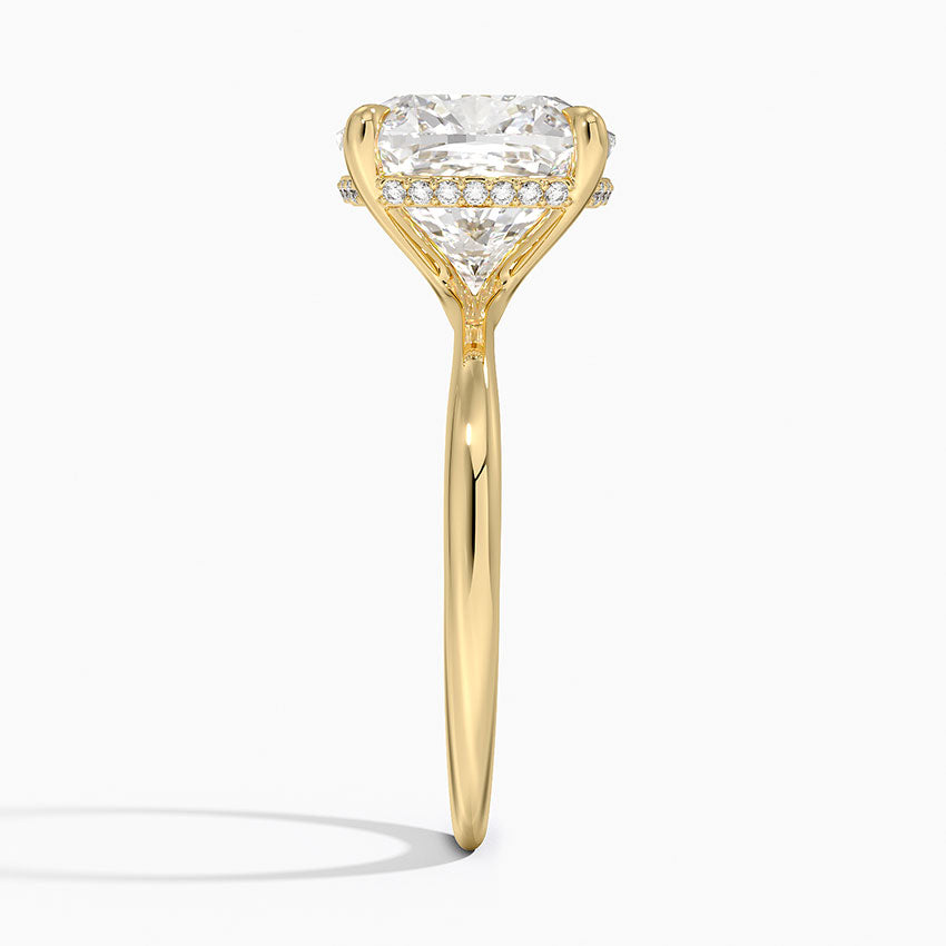 5.10 Karat Cushion Kesim Hidden Halo Tasarım Tektaş Laboratuvar Pırlanta Yüzük 18K - Alvora - Bold Diamonds