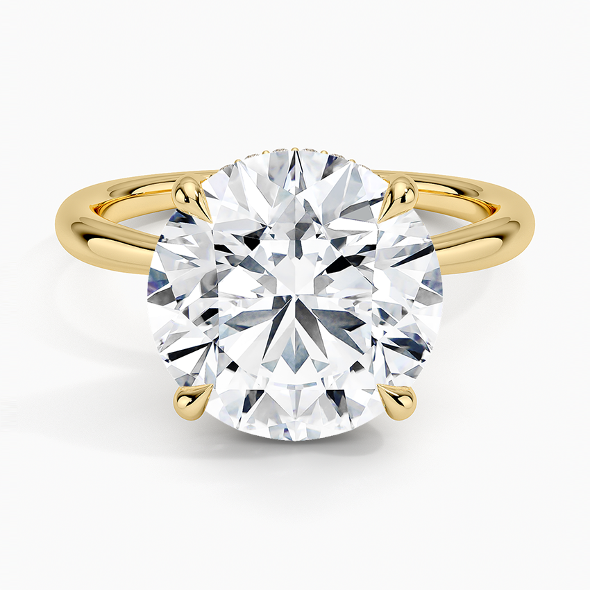 5.10 Karat Hidden Halo Tasarım Tektaş Laboratuvar Pırlanta Yüzük 18K - Alvora - Bold Diamonds