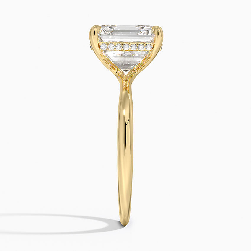5.10 Karat Asscher Kesim Hidden Halo Tasarım Tektaş Laboratuvar Pırlanta Yüzük 18K - Alvora - Bold Diamonds