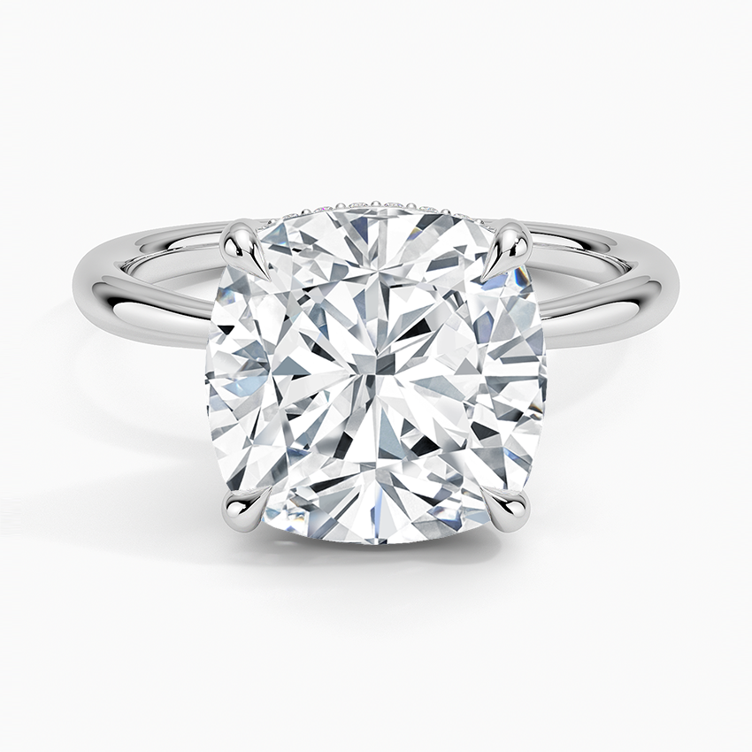 5.10 Karat Cushion Kesim Hidden Halo Tasarım Tektaş Laboratuvar Pırlanta Yüzük 18K - Alvora - Bold Diamonds