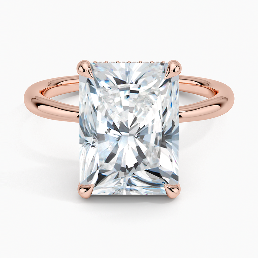 5.10 Karat Radiant Kesim Hidden Halo Tasarım Tektaş Laboratuvar Pırlanta Yüzük 18K - Alvora - Bold Diamonds