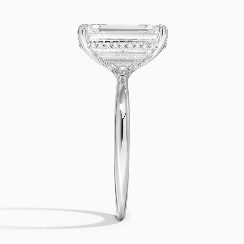 5.10 Karat Emerald Kesim Hidden Halo Tasarım Tektaş Laboratuvar Pırlanta Yüzük 18K - Alvora