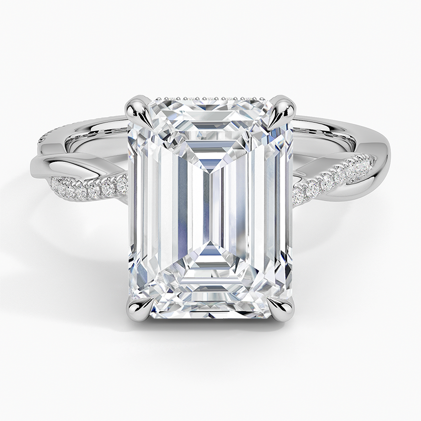 5.25 Karat Emerald Kesim Hidden Halo Tasarım Tektaş Laboratuvar Pırlanta Yüzük - Riga