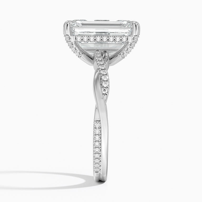 5.25 Karat Emerald Kesim Hidden Halo Tasarım Tektaş Laboratuvar Pırlanta Yüzük - Riga