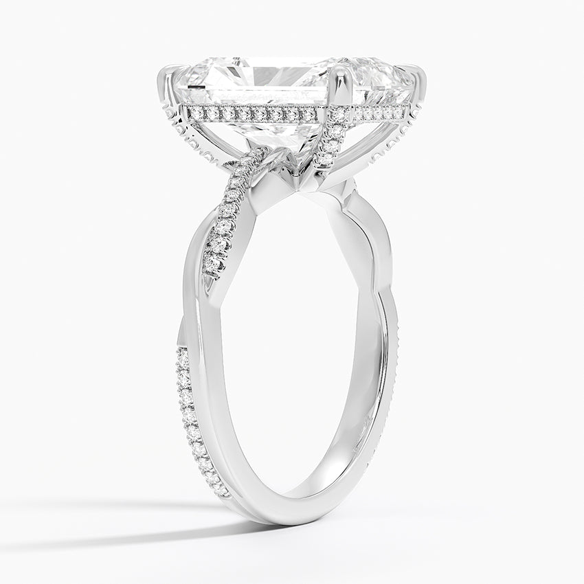5.25 Karat Radiant Kesim Hidden Halo Tasarım Tektaş Laboratuvar Pırlanta Yüzük - Riga