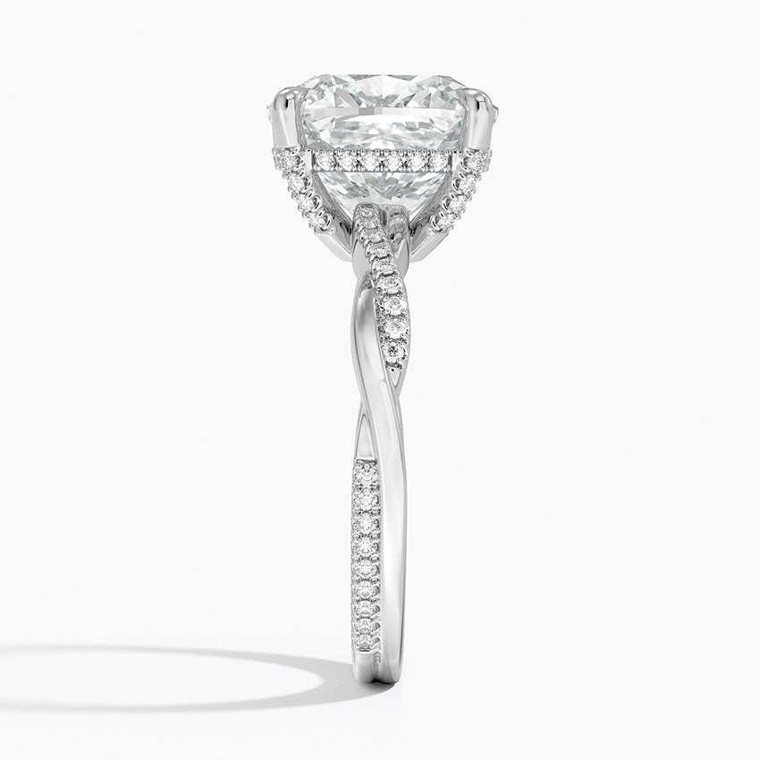 5.25 Karat Cushion Kesim Hidden Halo Tasarım Tektaş Laboratuvar Pırlanta Yüzük - Riga