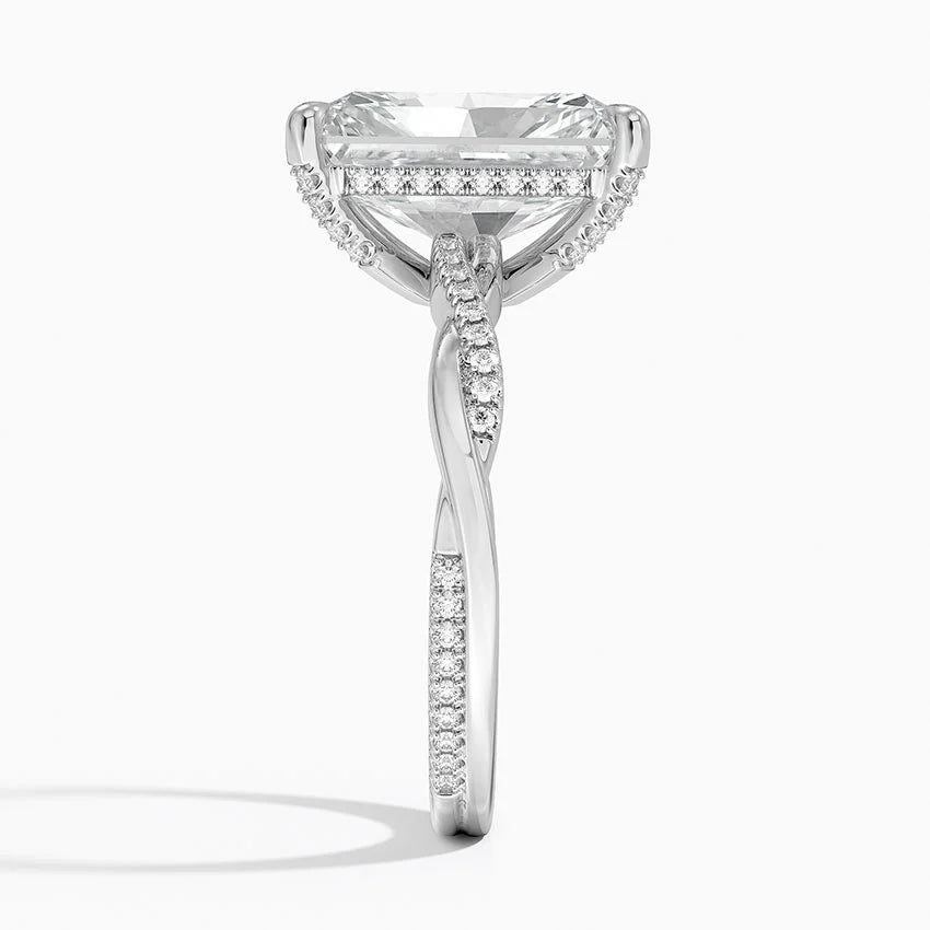 5.25 Karat Radiant Kesim Hidden Halo Tasarım Tektaş Laboratuvar Pırlanta Yüzük - Riga