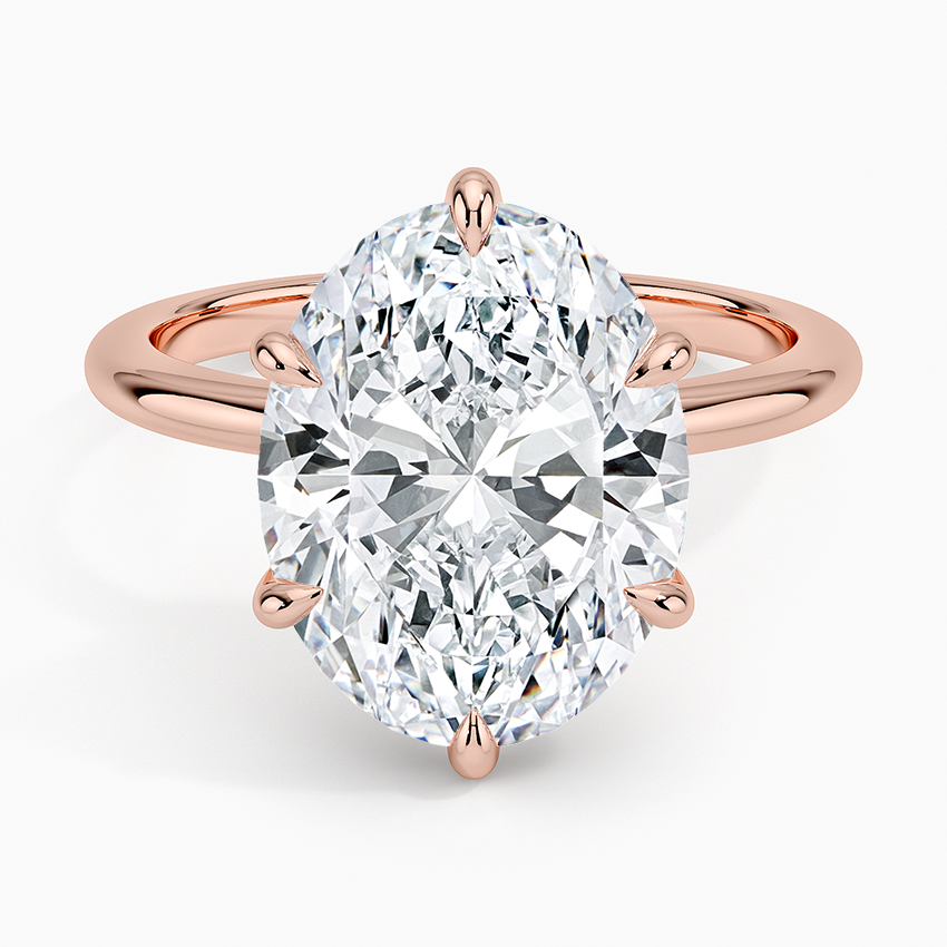 5.10 Oval Kesim Hidden Halo Tasarım Tektaş Laboratuvar Pırlanta Yüzük - Eylora