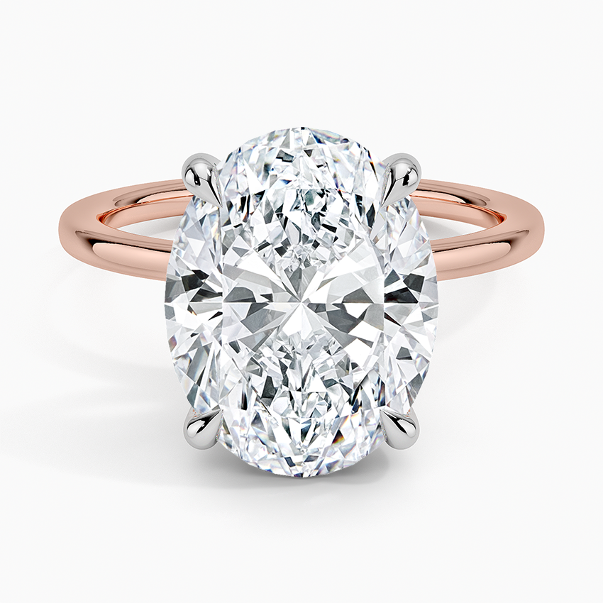 5.10 Karat Oval Kesim Hidden Halo Tasarım Tektaş Laboratuvar Pırlanta Yüzük 18K - Elora - Bold Diamonds