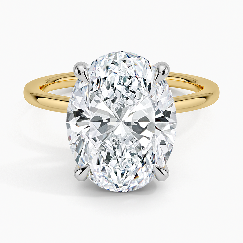 5.10 Karat Oval Kesim Hidden Halo Tasarım Tektaş Laboratuvar Pırlanta Yüzük 18K - Elora - Bold Diamonds