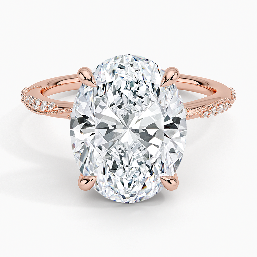 5.25 Karat Oval Kesim Hidden Halo Tasarım Tektaş Laboratuvar Pırlanta Yüzük 18K - Melora