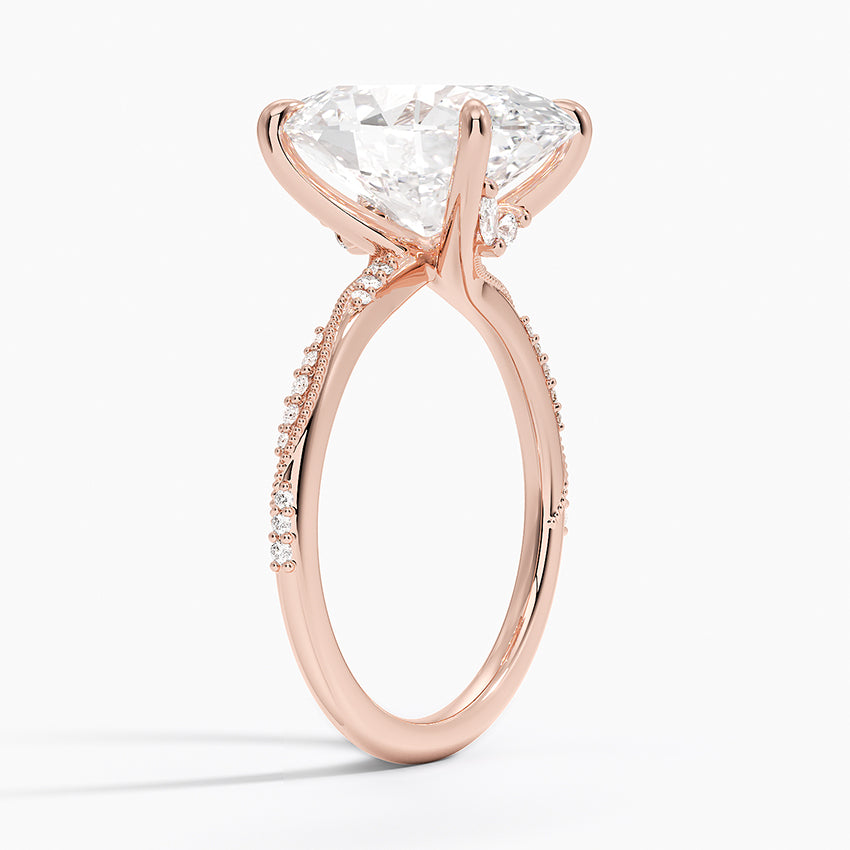 5.25 Karat Oval Kesim Hidden Halo Tasarım Tektaş Laboratuvar Pırlanta Yüzük 18K - Melora