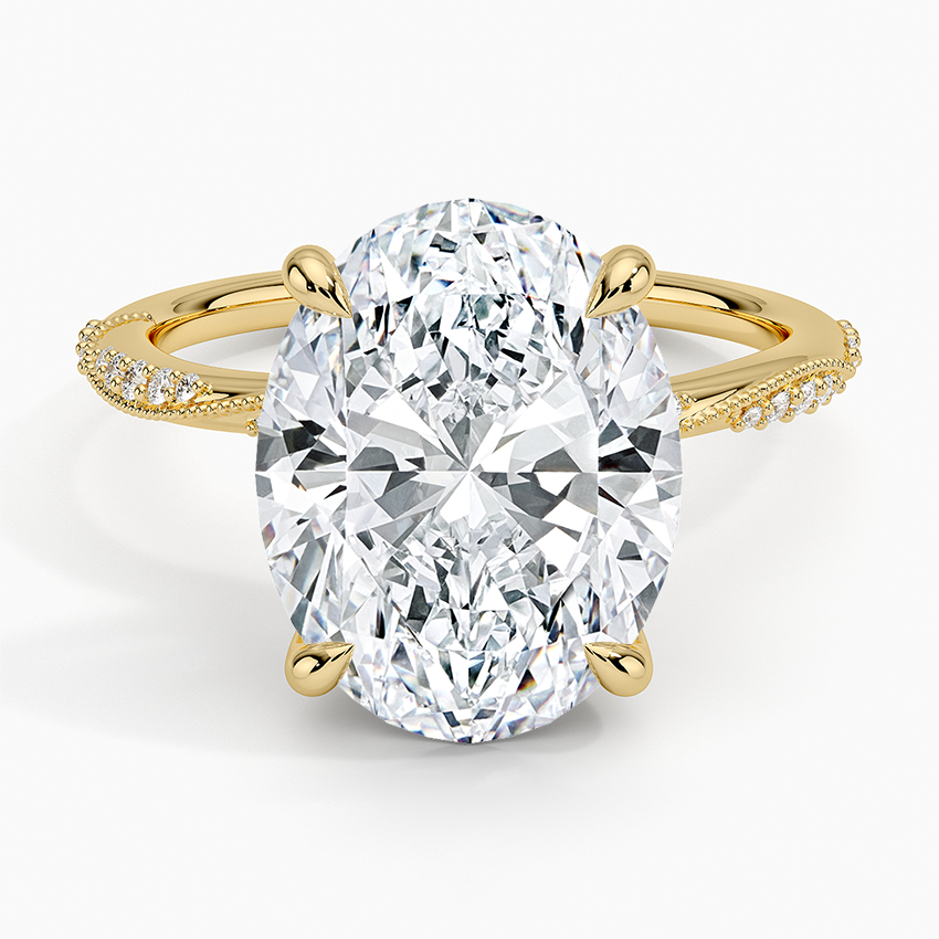 5.25 Karat Oval Kesim Hidden Halo Tasarım Tektaş Laboratuvar Pırlanta Yüzük 18K - Melora