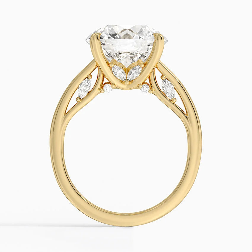 5.30 Hidden Halo Tasarım Tektaş Laboratuvar Pırlanta Yüzük - Dalara