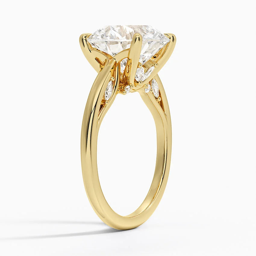 5.30 Hidden Halo Tasarım Tektaş Laboratuvar Pırlanta Yüzük - Dalara