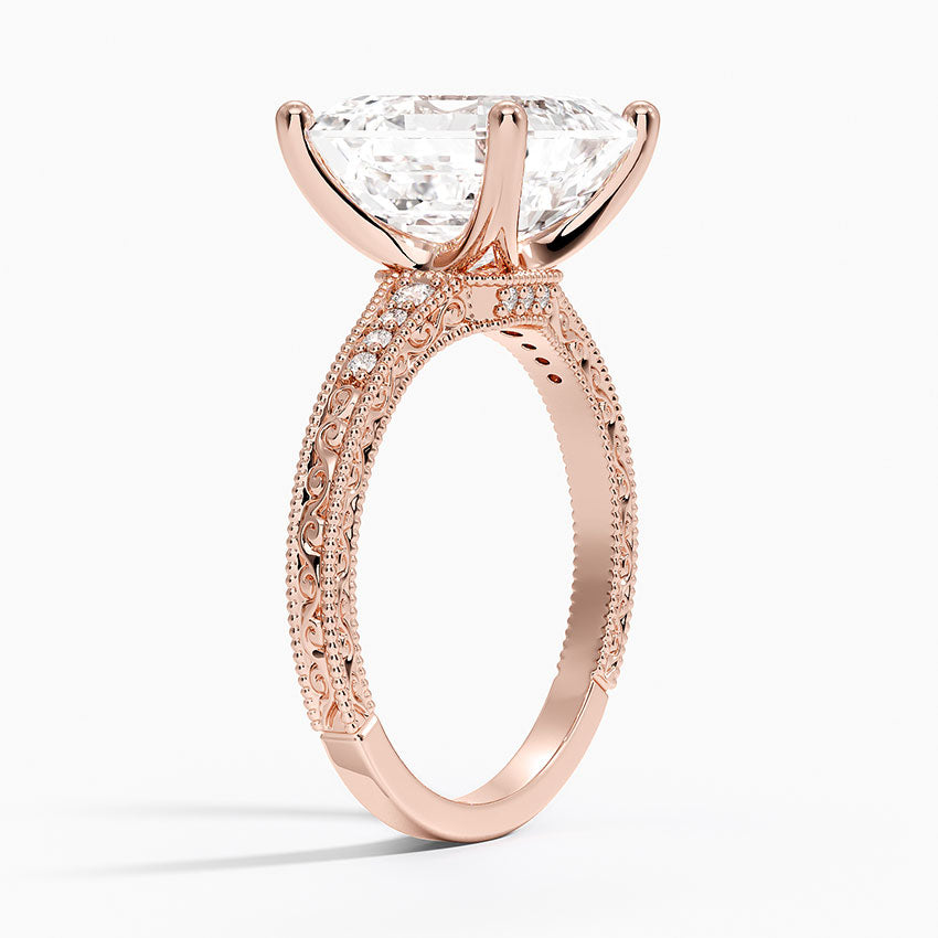 5.15 Asscher Kesim Hidden Halo Tasarım Tektaş Laboratuvar Pırlanta Yüzük 18K - Silora