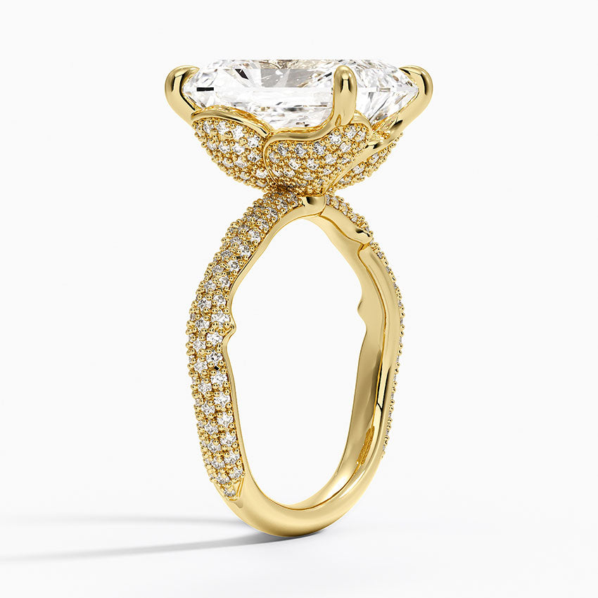 5.75 Karat Radiant Kesim Hidden Halo Tasarım Tektaş Laboratuvar Pırlanta Yüzük - Sorrento