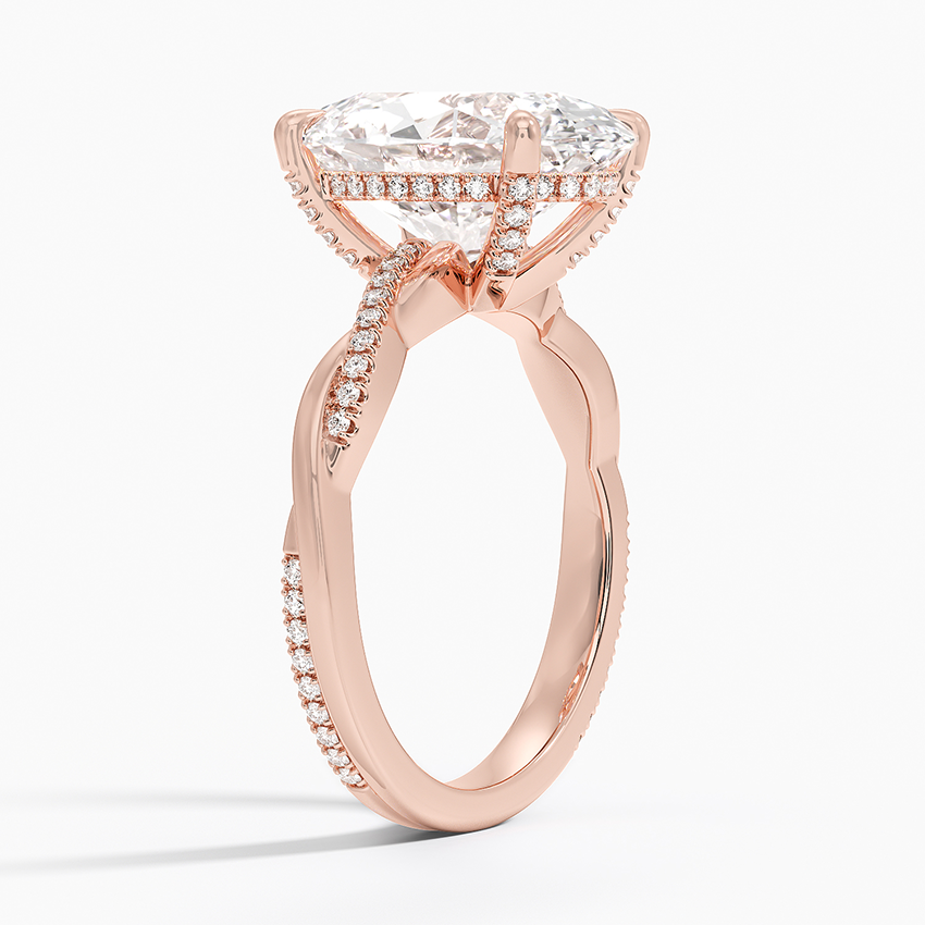 5.25 Karat Oval Kesim Hidden Halo Tasarım Tektaş Laboratuvar Pırlanta Yüzük 18K - Talora