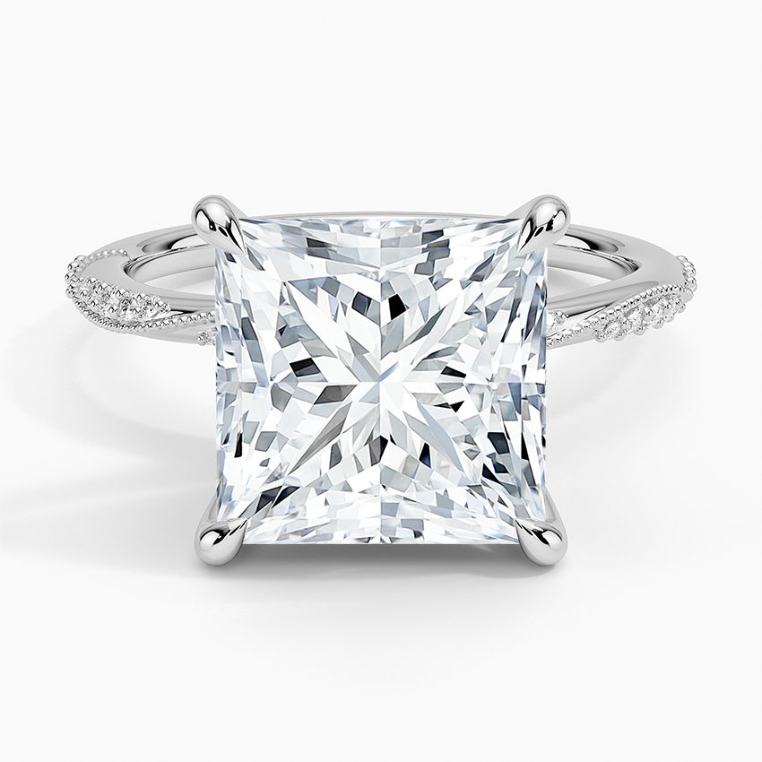 5.25 Karat Prenses Kesim Hidden Halo Tasarım Tektaş Laboratuvar Pırlanta Yüzük 18K - Melora - Bold Diamonds