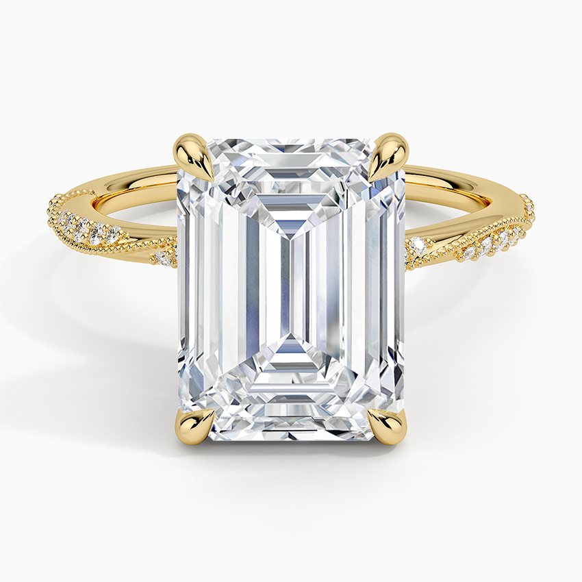 5.25 Karat Emerald Kesim Hidden Halo Tasarım Tektaş Laboratuvar Pırlanta Yüzük 18K - Melora