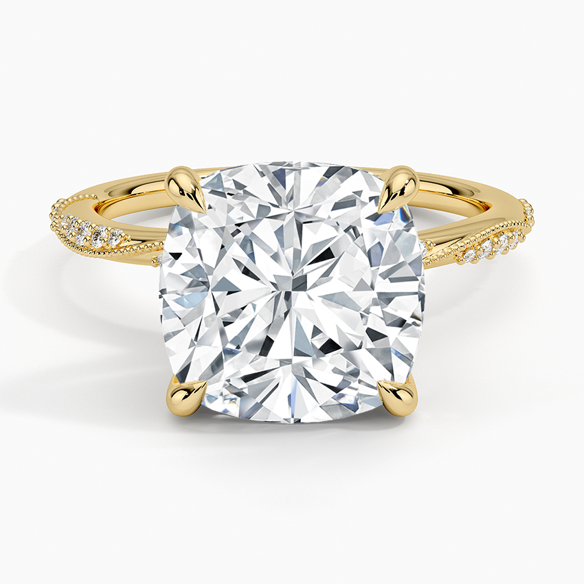 5.25 Karat Cushion Kesim Hidden Halo Tasarım Tektaş Laboratuvar Pırlanta Yüzük 18K - Melora