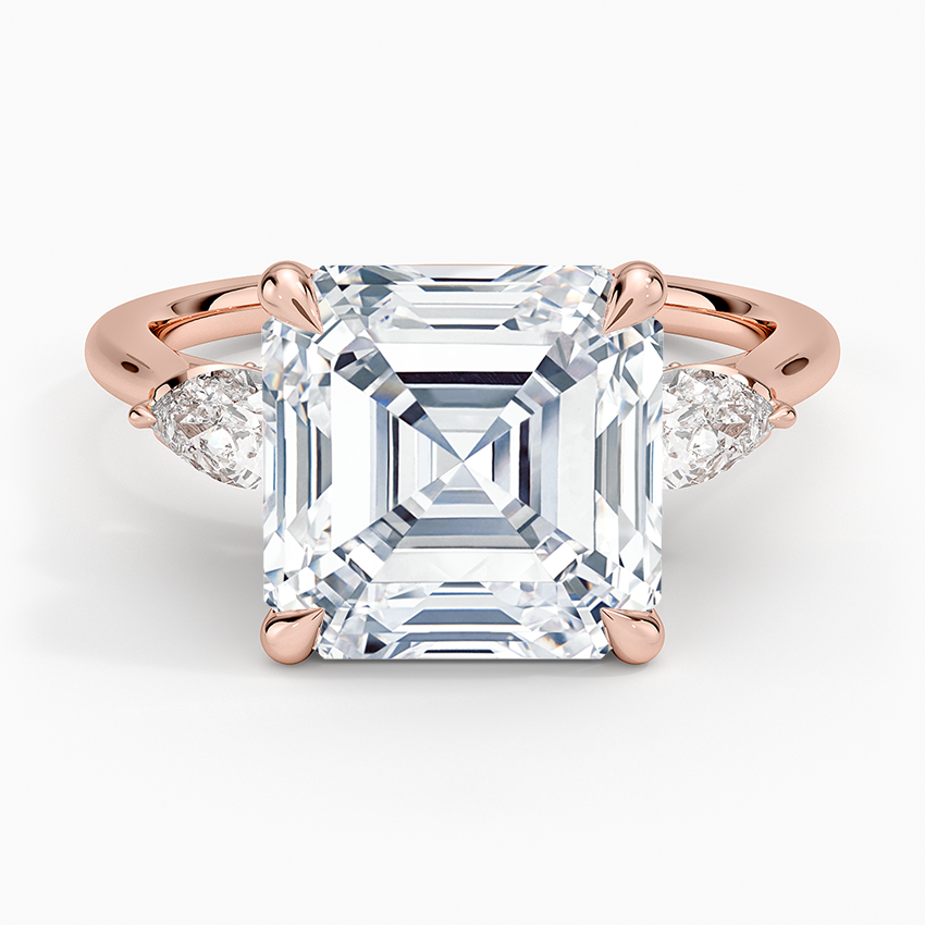 5.75 Karat Asscher Kesim Hidden Halo Tasarım Tektaş Laboratuvar Pırlanta Yüzük 18K - Calora
