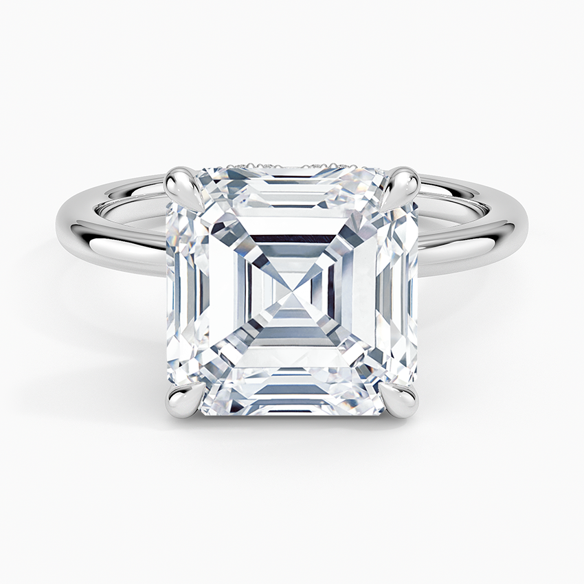 5.15 Karat Asscher Kesim Hidden Halo Tasarım Tektaş Laboratuvar Pırlanta Yüzük - Lyon
