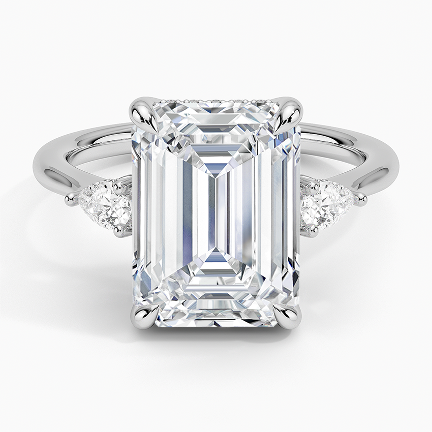 5.50 Karat Emerald Kesim Hidden Halo Tasarım Tektaş Laboratuvar Pırlanta Yüzük - Madrid
