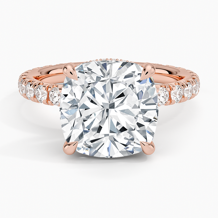 5.75 Karat Cushion Kesim Hidden Halo Tasarım Tektaş Laboratuvar Pırlanta Yüzük 18K - Selora - Bold Diamonds
