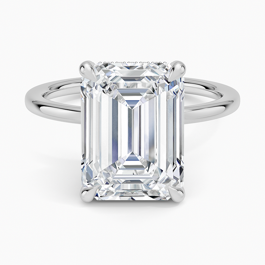 5.15 Karat Emerald Kesim Hidden Halo Tasarım Tektaş Laboratuvar Pırlanta Yüzük - Gilora - Bold Diamonds