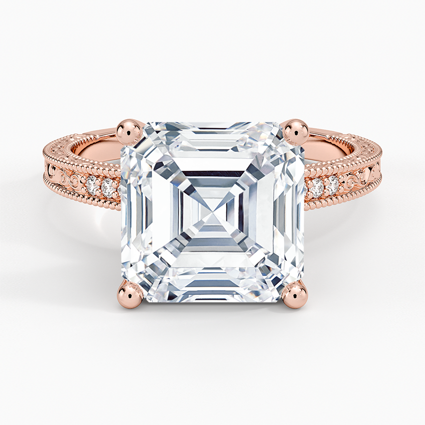 5.15 Asscher Kesim Hidden Halo Tasarım Tektaş Laboratuvar Pırlanta Yüzük 18K - Silora