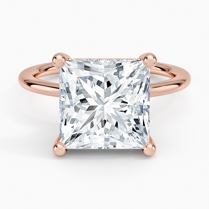 5.10 Prenses Kesim Hidden Halo Tasarım Tektaş Laboratuvar Pırlanta Yüzük - Melara