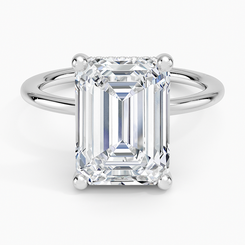5.10 Karat Emerald Kesim Hidden Halo Tasarım Tektaş Laboratuvar Pırlanta Yüzük - Lucerne