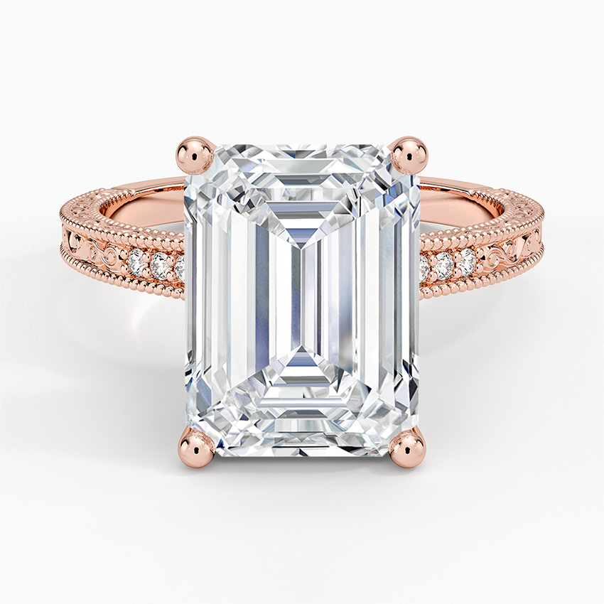 5.15 Emerald Kesim Hidden Halo Tasarım Tektaş Laboratuvar Pırlanta Yüzük 18K - Silora