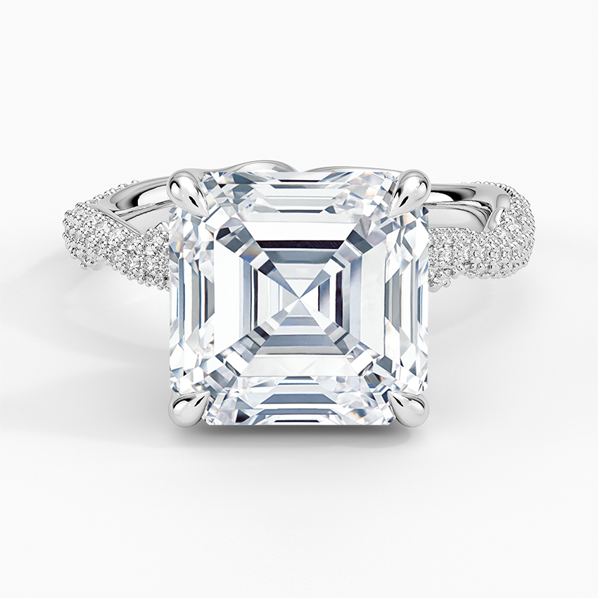 5.75 Karat Asscher Kesim Hidden Halo Tasarım Tektaş Laboratuvar Pırlanta Yüzük - Sorrento