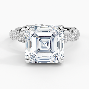 5.75 Karat Asscher Kesim Hidden Halo Tasarım Tektaş Laboratuvar Pırlanta Yüzük - Sorrento